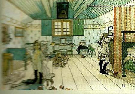 Carl Larsson nar barnen lagt sig oil painting image